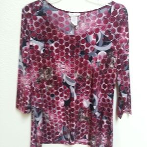 NWT Brittany Black Wine Print Blouse